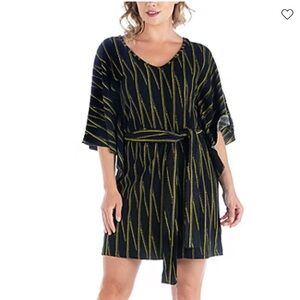 24/7 Comfort Apparel 3/4 Sleeve Shift Dress Oversize With Belt Size Large